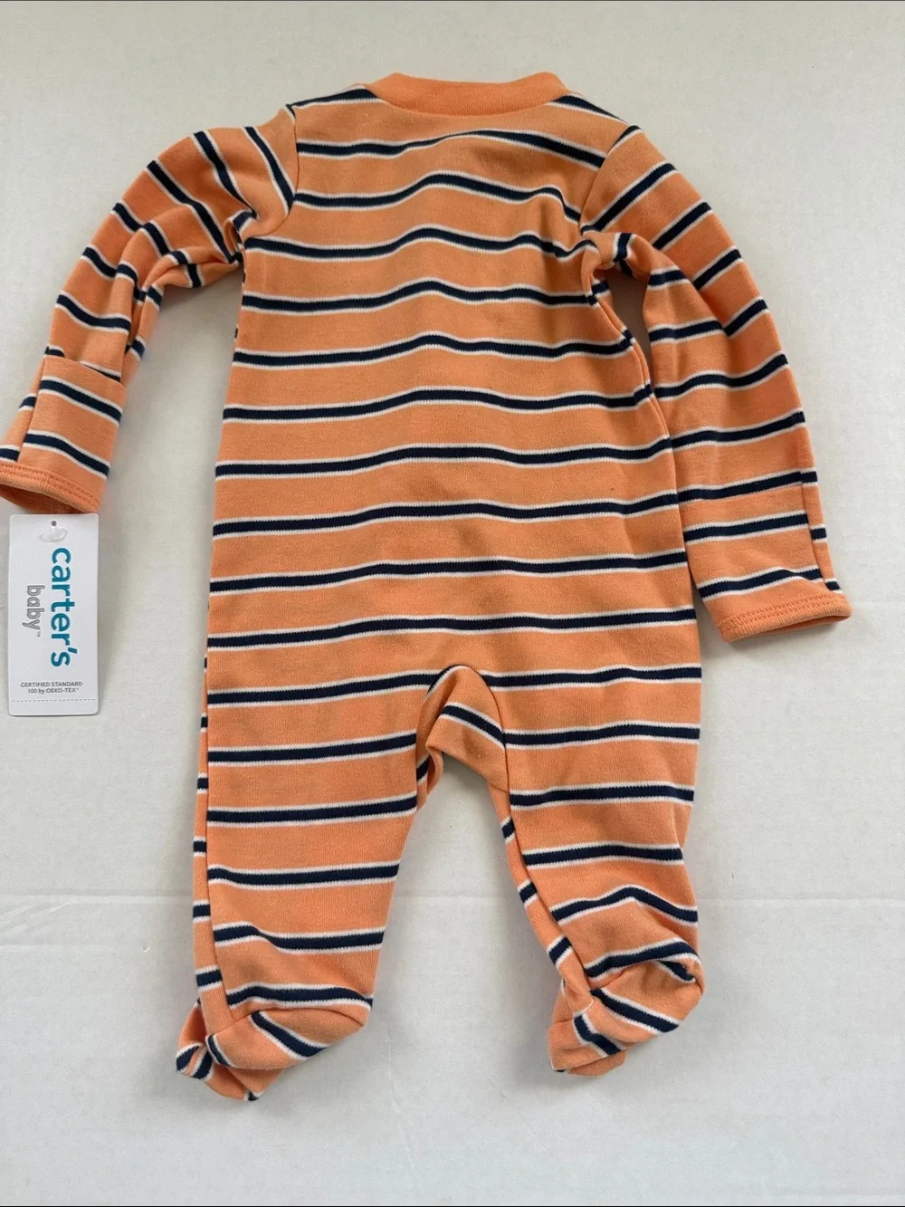 Carter's Orange Striped Baby One-Piece Sleeper with Whale Appliqué